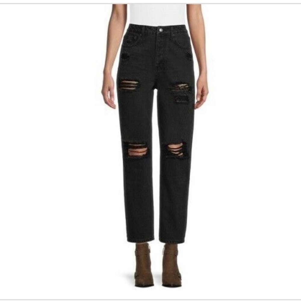 No Boundaries Women's Juniors Size 13 High Rise Relaxed 90's Jeans Distressed